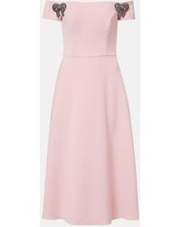 Carolina Herrera - Embellished Off-Shoulder Midi Dress - Lyst