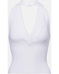 Balmain - Cable-Knit Halterneck Top - Lyst