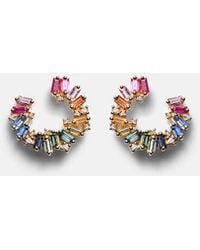 Suzanne Kalan - 18Kt Hoop Earrings With Diamonds And Sapphires - Lyst