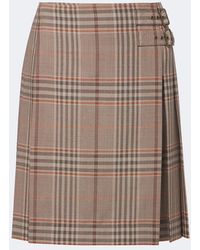 Burberry - Check Wool Miniskirt - Lyst