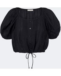 Ulla Johnson - Clara Embroidered Cotton Crop Top - Lyst