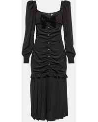 Alessandra Rich - Ruched Silk Midi Dress - Lyst