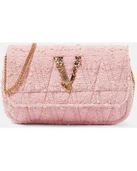 Versace - Virtus Mini Tweed Shoulder Bag - Lyst