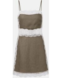 STAUD - Amalina Lace-Trimmed Linen Minidress - Lyst