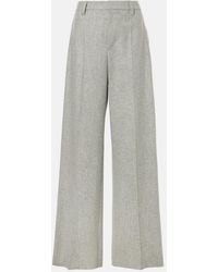 Brunello Cucinelli - Wool And Cashmere Flannel Wide-Leg Pants - Lyst