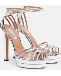 Aquazzura - Wild Dream 130 Leather Platform Sandals - Lyst