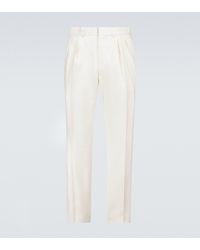 Tom Ford Pleated Silk Trousers - White