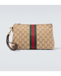 Gucci - Gg Canvas Small Pouch With Strap - Lyst