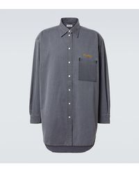 Miu Miu - Camisa De Chambray De Algodon Con Logo - Lyst