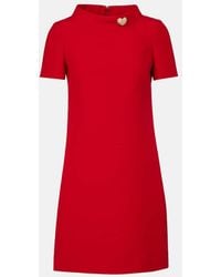 Valentino - Minikleid Aus Wolle Und Seide Mit Kristallen - Lyst