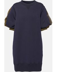 Sacai - Robe sweat-shirt en coton melange - Lyst