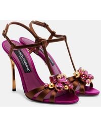 Dolce & Gabbana - Keira 2.0 Embellished Satin Sandals - Lyst
