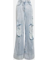 Givenchy - Distressed Wide-leg Jeans - Lyst