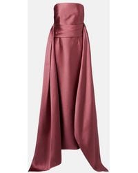 Solace London - Draped Strapless Satin Gown - Lyst