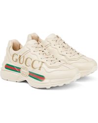 Gucci Sneakers Rhyton aus Leder - Natur