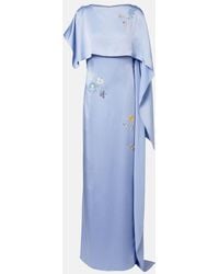 Erdem - Embellished Caped Satin Cady Gown - Lyst