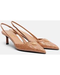 Prada - Woven Leather Slingback Pumps - Lyst