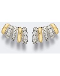 David Yurman - Dy Mercer Sterling And 18Kt Hoop Earrings With Diamonds - Lyst