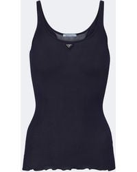 Prada - Ribbed-Knit Silk Tank Top - Lyst