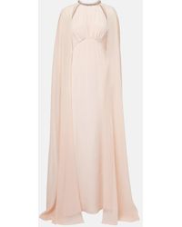 Roland Mouret - Embellished Caped Silk Chiffon Gown - Lyst