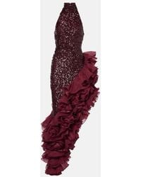 ROTATE BIRGER CHRISTENSEN Noon Sequined Midi Dress in Purple