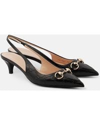 Gucci - Salones Destalonados 45 De Piel Gg Con Horsebit - Lyst
