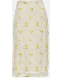 Gucci - Embroidered Floral Midi Skirt - Lyst