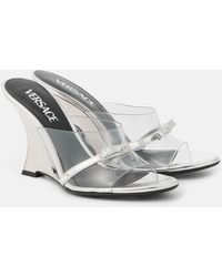 Versace - Gianni Ribbon 95 Pvc Wedge Mules - Lyst