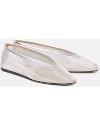 Le Monde Beryl - Luna Leather-trimmed Mesh Ballet Flats - Lyst