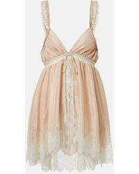 Chloé - Lace-Trimmed Silk Ponge Top - Lyst