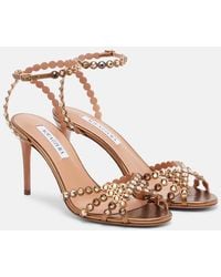 Aquazzura - Tequila Embellished Leather Sandals - Lyst