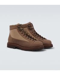 Brunello Cucinelli - Suede-Trimmed Lace-Up Boots - Lyst