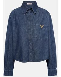 Valentino - Camisa de chambray con VGold - Lyst