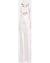 Rodarte - Bridal Floral-applique Lace-trimmed Silk Gown - Lyst