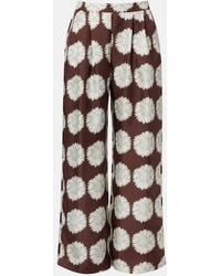 Asceno - Isola Floral Silk Twill Wide-Leg Pants - Lyst