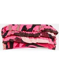 PUCCI - Marmo Ruffled Bandeau Bikini Top - Lyst
