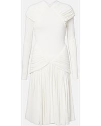 Ferragamo - Ruched Crepe Jersey Midi Dress - Lyst