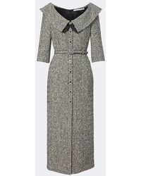 Alessandra Rich - Belted Cotton And Wool-Blend Tweed Midi Dress - Lyst