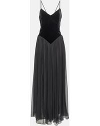 Chloé - Velvet And Silk Maxi Dress - Lyst