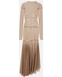 Lemaire - Draped Mesh Jersey Maxi Dress - Lyst