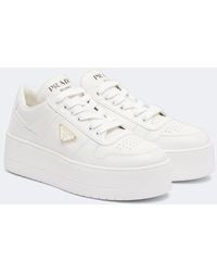 Prada - Downtown Bold Leather Platform Sneakers - Lyst
