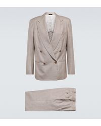Giorgio Armani Anzug aus Wolle, Seide und Leinen - Natur