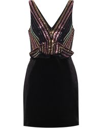 Self-Portrait Minikleid aus Samt mit Pailletten - Schwarz