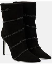 Rene Caovilla - Suede Rhinestone Ankle Boots Boots, Ankle Boots - Lyst