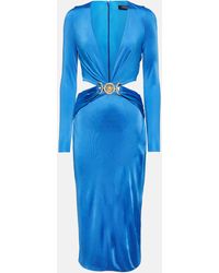 Versace - Medusa Biggie Cutout Satin Midi Dress - Lyst