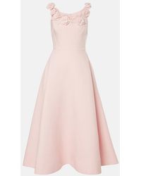 Valentino - Crepe Couture Floral-Applique Midi Dress - Lyst