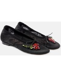 Simone Rocha - Bow-Detail Embellished Ballet Flats - Lyst