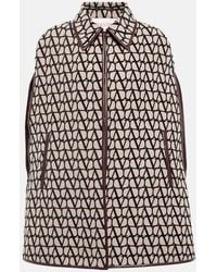 Valentino - Mantella Toile Iconographe Con Pelle - Lyst
