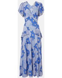 RIXO London - Vestido Largo Evie De Seda Floral - Lyst
