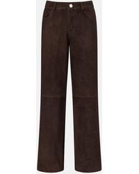 Nour Hammour - Milo Suede Wide-Leg Pants - Lyst